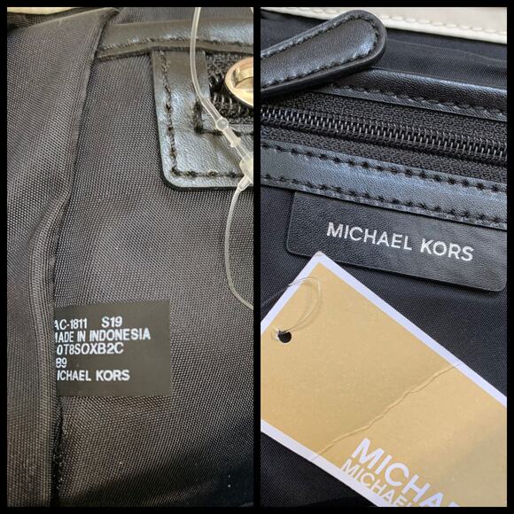 MICHAEL KORS Optic White & Black Nylon BEACON Medium Size Backpack Handbag - Picture 13 of 16